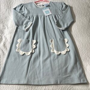 NWT Bella Bliss Light Blue Pique Cotton Dress with Decorative Pockets, Size 12